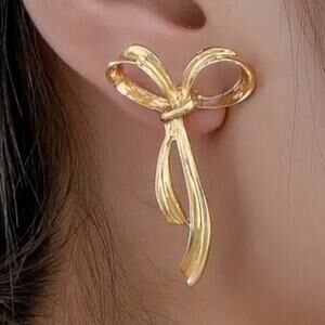 Gold Bow Stud Earrings